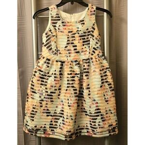 Pippa & Julie Girls Multi Color Party Dress Lace Overlay‎ Lined Sz 8